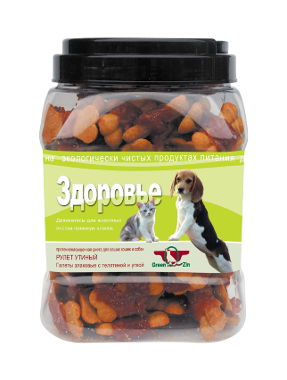 Green Qzin ЗДОРОВЬЕ Галеты с телятиной и уткой 750г (банка) фото, цены, купить