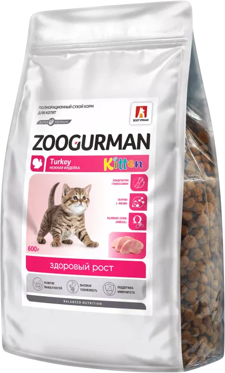 Zoogurman Kitten&Mother для котят, беременных и кормящих кошек с индейкой 1,5кг фото, цены, купить