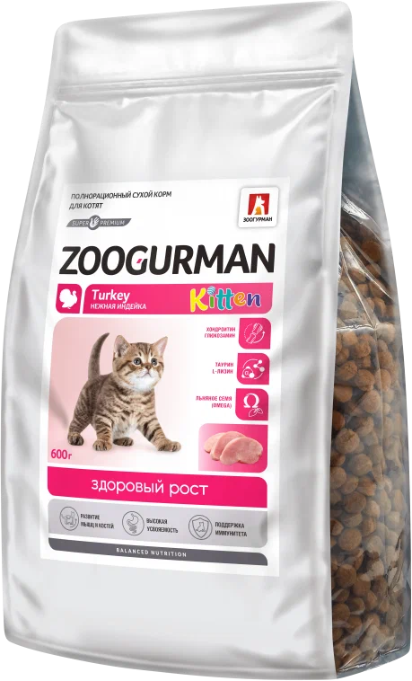 Zoogurman Kitten&Mother для котят, беременных и кормящих кошек с индейкой 1,5кг фото, цены, купить