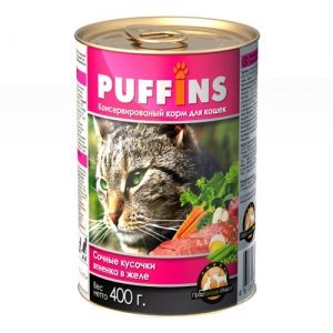 Puffins консервы  400гр с ягненком в желе для кошек фото, цены, купить