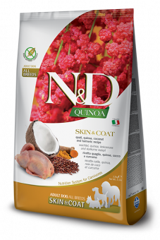 Farmina N&D Quail&QUINOA с перепелом для кожи и шерсти для всех пород собак 2,5кг фото, цены, купить