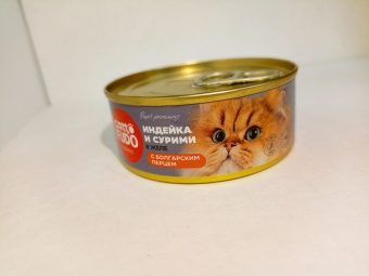 Cattofūdo Holistic консервы Кусочки в желе индейки с сурими и болгарским перцем 80г фото, цены, купить