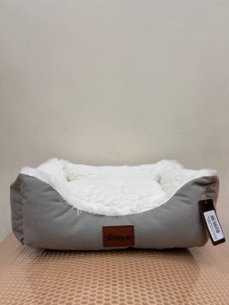 Лежак Элегант вельвет молочный меховой борт №1 фото, цены, купить