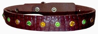 Ошейник 14мм натуральная кожа, рептилия стразы фото, цены, купить