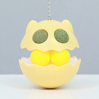 Неваляшка с перьями на пружине с кошачьей мятой 12,3*21см  фото, цены, купить