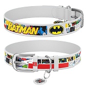 Ошейник Collar Waudog кожа "Бэтмен1" паспорт, пряжка 12мм 18-24см белый фото, цены, купить