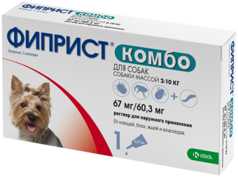 капли ФИПРИСТ КОМБО для собак весом   2-10кг (1пип*0,67мл)  KRKA фото, цены, купить