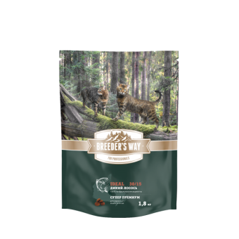 Breeder's Way Ideal Полнорационный сухой корм для кошек Дикий Лосось 1,8кг фото, цены, купить