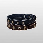 Ошейник кожаный с украшением с синтепоном 30мм 49-58см фото, цены, купить