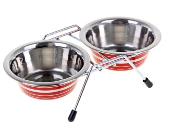 Миска двойная цветная с полоской VM-3000 (A), 240 мл фото, цены, купить