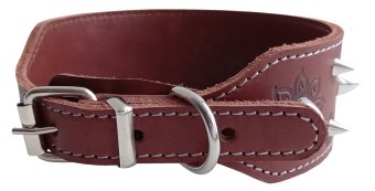 Ошейник 20мм натуральная кожа, двухслойный, тисненый широкий с шипами фото, цены, купить