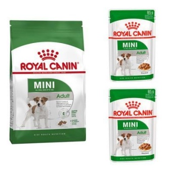 Royal Canin mini adult для собак мелких пород 2кг +2 пауча влажого корма 85г в подарок фото, цены, купить