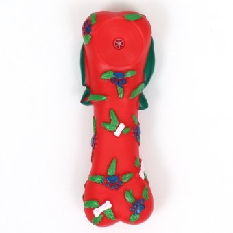 Игрушка пищащая для собак "Новогодняя кость с бантиком" виниловая 18*5,6*4см, красная(1/200) фото, цены, купить