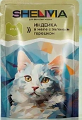 Пауч SHELIVIA  Индейка/Горошек в соусе для кошек 85г фото, цены, купить