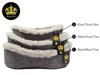 Лежак овальный серая №1 мех. ткань рогожка фото, цены, купить