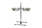 Подставка с мисками регулируемая 2*2,5л d=26см h=60см (хром) фото, цены, купить