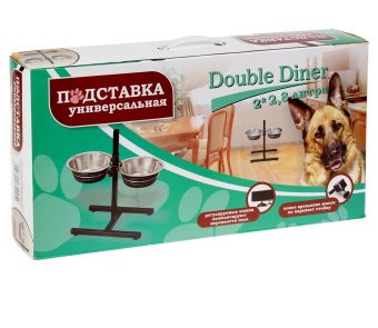 Подставка с мисками регул.Double Dinner 2*2,8л Чёрные миски 3100D фото, цены, купить