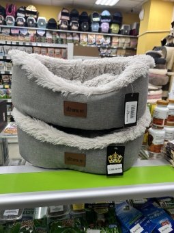 Лежак овальный серая №3 мех. ткань рогожка фото, цены, купить