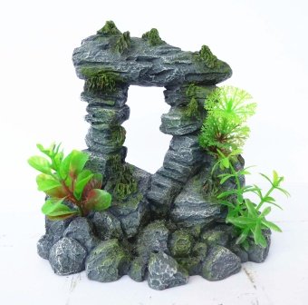 Грот для аквариума "Скала с растениями" (14.5*11.2*14) (RF-075) фото, цены, купить