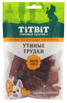 TiTBiT Утиные грудки для собак мини пород 70 г фото, цены, купить