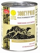 Зоогурман Мясное Ассорти консервы 750г с говядиной,печенью для собак