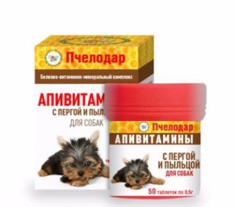 ъПчелодар Апивитамины для собак с Пергой и Пыльцой 100таб  фото, цены, купить