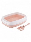 Туалет  с бортиком Pet-it 46*34*12см + Совок Розовый фото, цены, купить