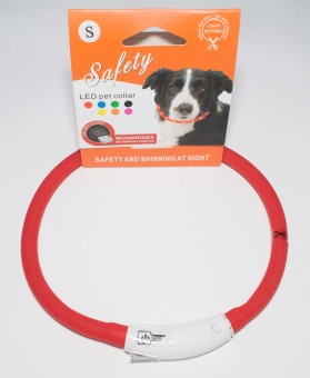 Светящийся ошейник с USB-зарядкой (красный) 70см* D=1см (силикон + LED) (JPF-008UL-red) фото, цены, купить