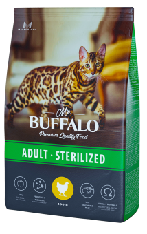 Mr.Buffalo STERILIZED с курицей для стерилизованных кошек 400г фото, цены, купить