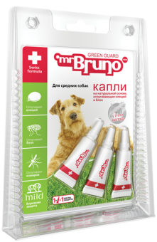 Mr.Bruno капли на холку для собак 10-30кг (3пипетки) фото, цены, купить