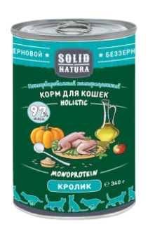 Solid Natura Holistic консервы для кошек кроликом 340г фото, цены, купить