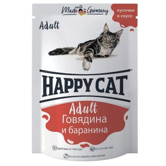 Happy Cat Паучи Соус говядина, баранина 100г фото, цены, купить