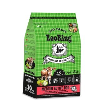 ZooRing Medium Adult Dog Телятина,рис для собак средних пород  10кг фото, цены, купить