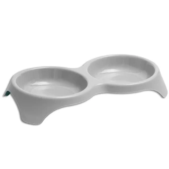 Сибирская кошка Миска для кошек "МЯУС" двойная 2*200мл, 29*15*4,5, пепельный фото, цены, купить