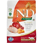 Farmina N&D Neutered Quail&Pomegranate PUMPKIN перепел+гранат+тыква для стерил, кастр. кошек 300г фото, цены, купить
