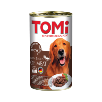 TOMI консервы 1200г с пятью видами мяса для собак фото, цены, купить