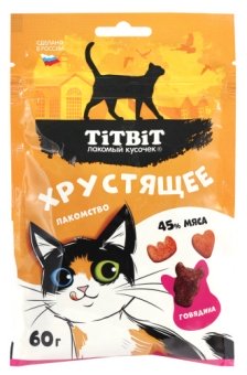 TiTBiT Хрустящее лакомство Лосось 60г для кошек фото, цены, купить