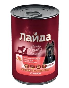 ЛАЙДА  Сочные кусочки  рыбы в желе консервы для собак 850г фото, цены, купить