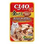 INABA CIAO Kinnodashi Тунец Магуро и тунец Кацуо с палтусом, пауч для кошек 60г  фото, цены, купить