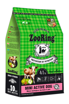ZooRing Mini Active Dog  Мясо молодых бычков, рис для собак мини пород 10кг фото, цены, купить