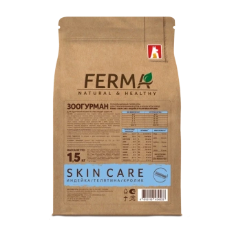 FERMA Skin Care сухой корм для кошек индейка, телятина, кролик 1.5кг фото, цены, купить