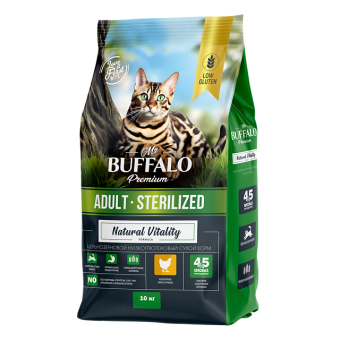 Mr.Buffalo STERILIZED  для стерилизованных кошек с курицей 10 кг фото, цены, купить