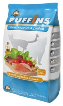 Puffins "Микс курочка и рыбка" для кошек 400г фото, цены, купить