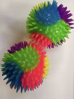 Мяч радужный с шипами светящийся 10см  фото, цены, купить