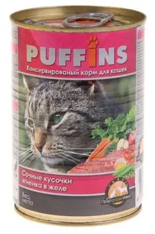 Puffins консервы кусочки ягненка в желе для кошек 415г фото, цены, купить
