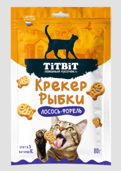 TiTBiT Крекер рыбки для кошек Лосось/Форель 80г  фото, цены, купить