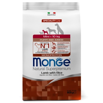 Monge Speciality Line Monoprotein сухой для щенков мелких пород Ягнёнок/Рис 800г фото, цены, купить