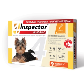Inspector QUADRO (Инспектор Квадро)  3пип*0,4мл 1-4кг для собак на холку фото, цены, купить