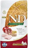 Farmina N&D LowGrain ADULT MINI  низкозерновой с курицей и гранатом для мелких пород собак  2,5кг