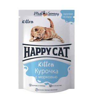 Happy Cat Паучи Соус курочка с морковью для котят 100г фото, цены, купить